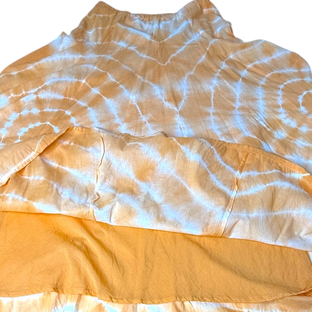 SOFT SURROUNDINGS Orange Tie Dye Cotton Lined Boho Maxi Skirt Size Small - Picture 4 of 7